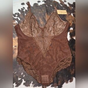 Popilush Shapewear Lace Deep-V Neck Bodysuit